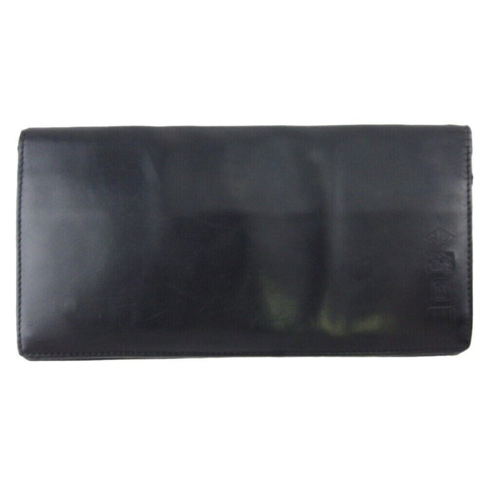 AUTH Dunhill long pilgrimage long tail logo Wallet Black leather